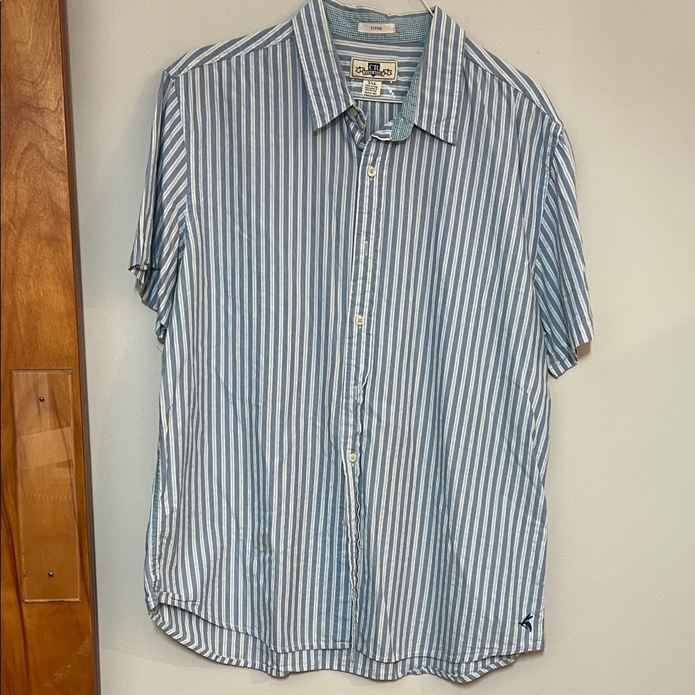 Club Room Men's Blue Striped Button Down Shirt Size XXL 100% Cotton Fitted